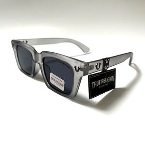 New Original TRUE RELIGION Square Sunglasses Frosted Grey Acetate Logo Classic